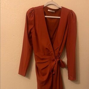 a new day Terracotta Long Sleeve Wrap Dress